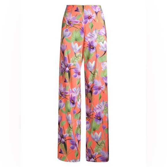 Alice + Olivia Athena Wide Leg Pant in Floral Palm Coral Size 6 Small - Picture 1 of 9